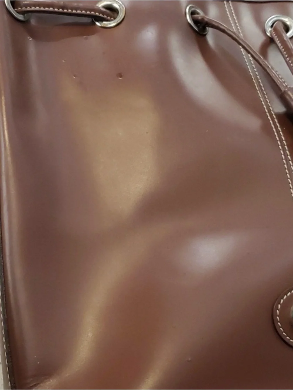 Dooney & Bourke Vintage Brown Smooth Wexford Leather Bucket Bag, Made in USA